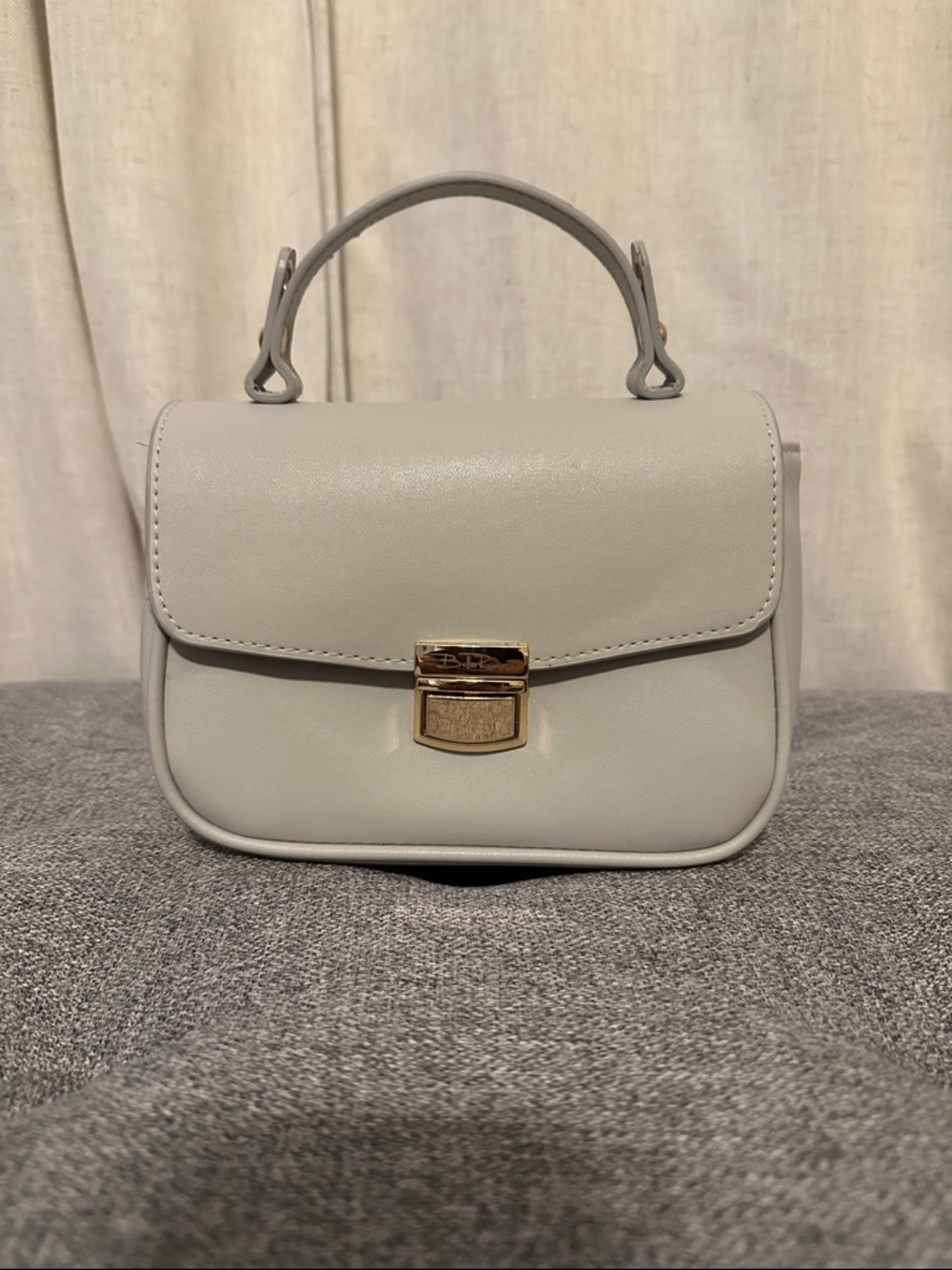 Structured Mini Top-Handle Bag in Light Gray